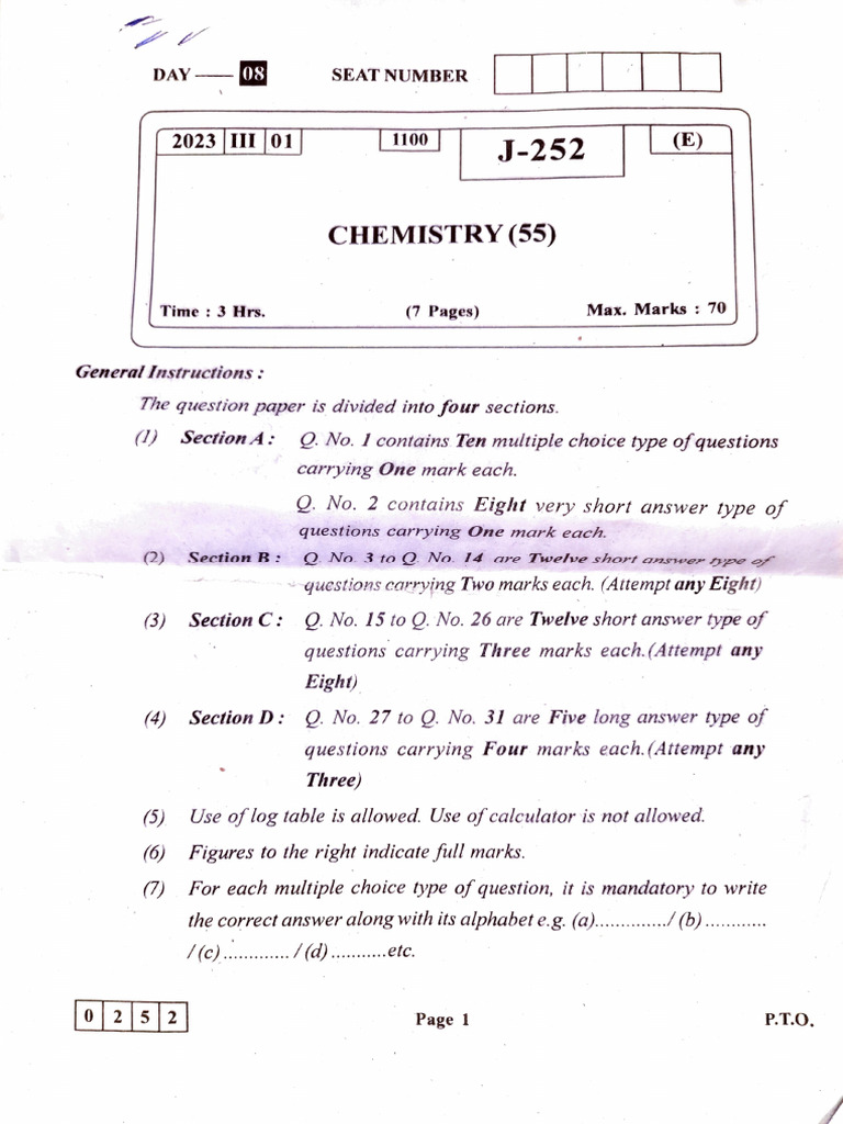 Chemistry Question Paper Feb 2023 Pdf Solubility Chemical Reactions