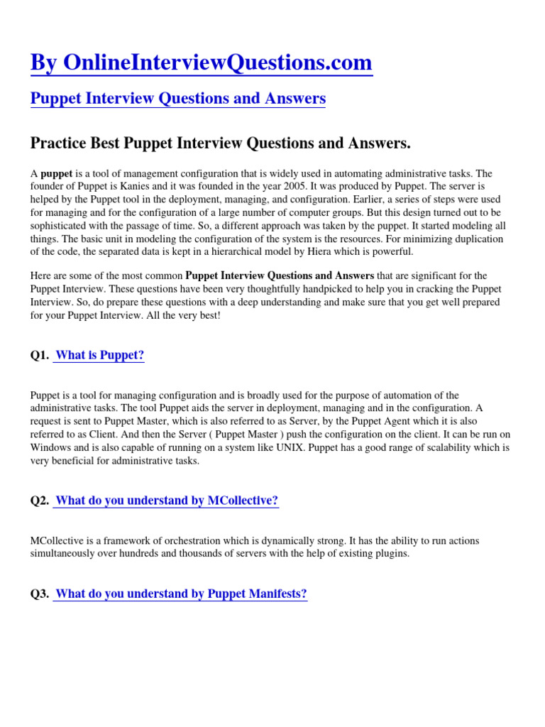 Puppet Interview Questions & Answers | PDF | Json | Software