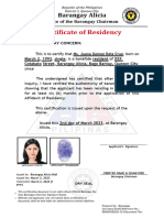Barangay Certificate of Residency 1