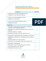 Rubric For Assessing Written Work