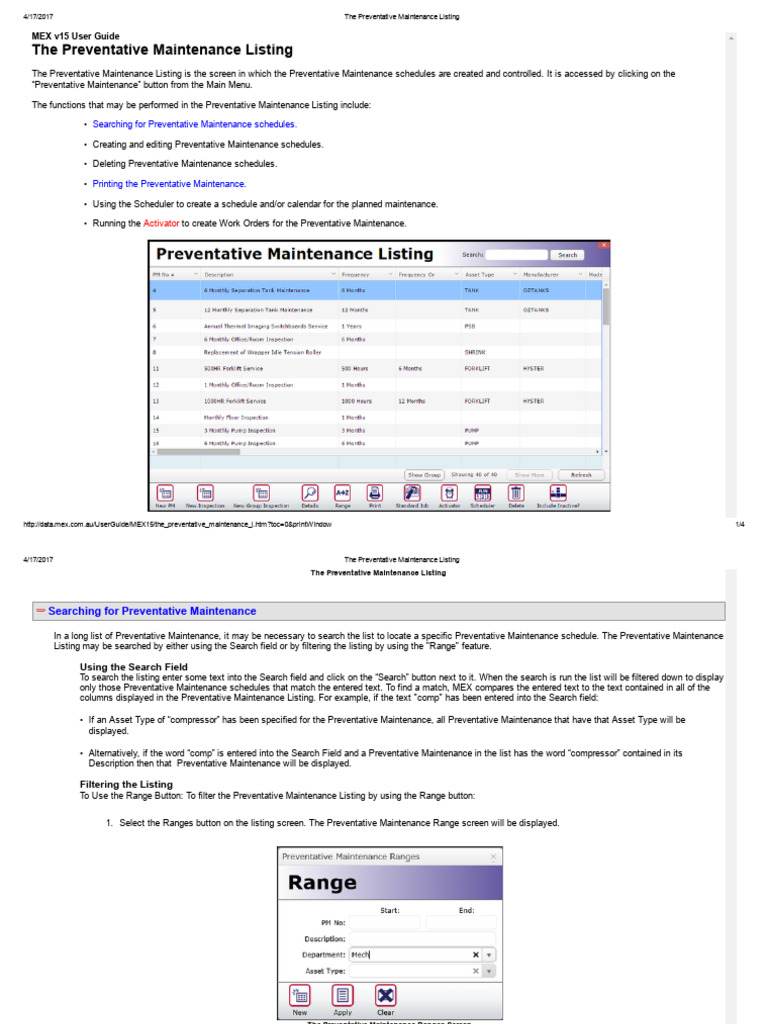 MEX CMMS: Preventative Mai…
