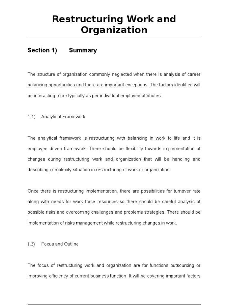 Restructuring Work for Employee Balance | PDF | Organizational ...