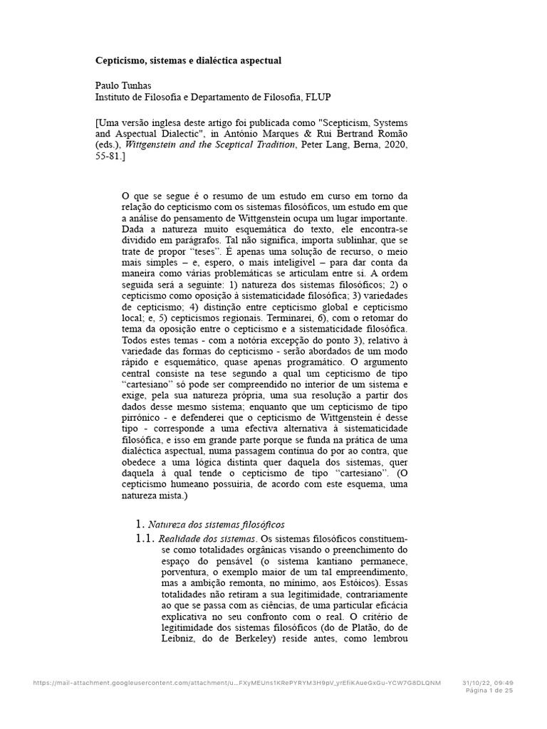 Cepticismo e Sistemas Filosóficos | PDF | Georg Wilhelm Friedrich Hegel ...