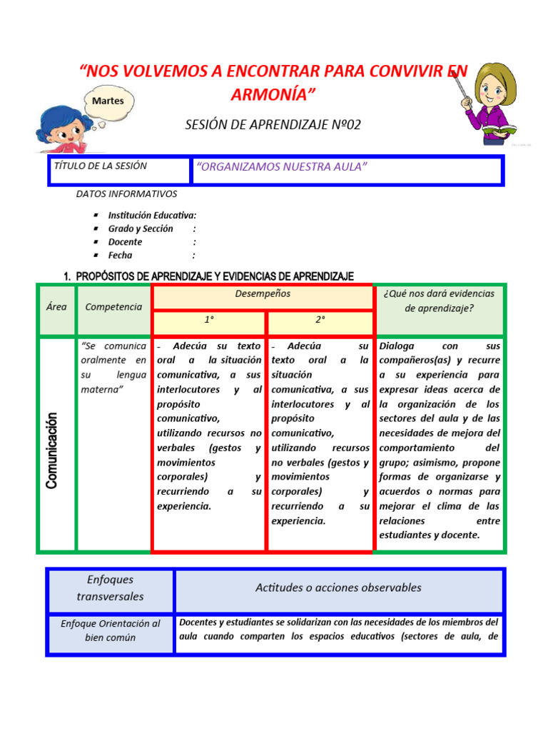 1° y 2° ORGANIZAMOS NUESTRA AULA | PDF | Salón de clases | Aprendizaje