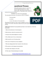 Prepositional Phrase Worksheet 1