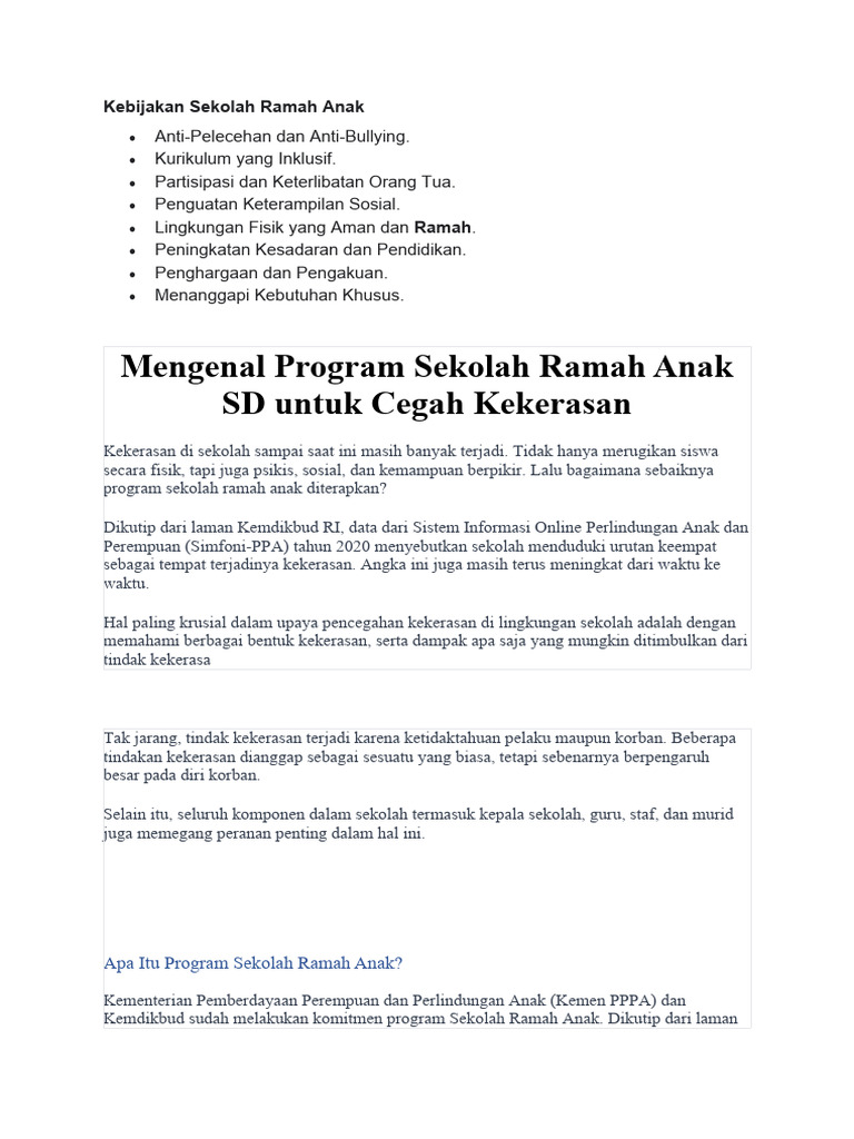 Program Sekolah Ramah Anak | PDF