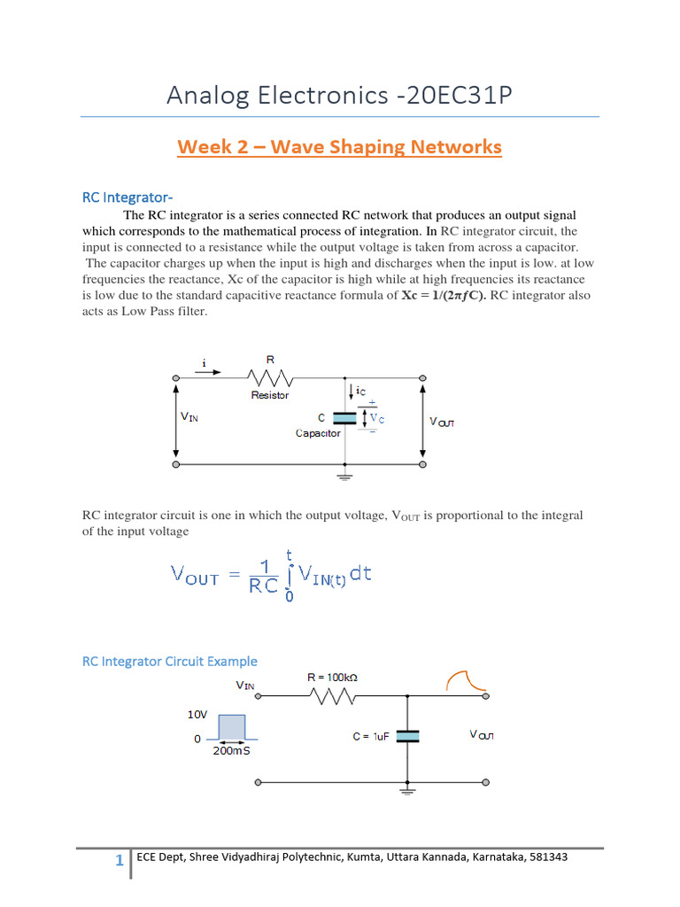 Week-2 Analog Electronics Notes and Experiments | PDF | Low Pass Filter ...