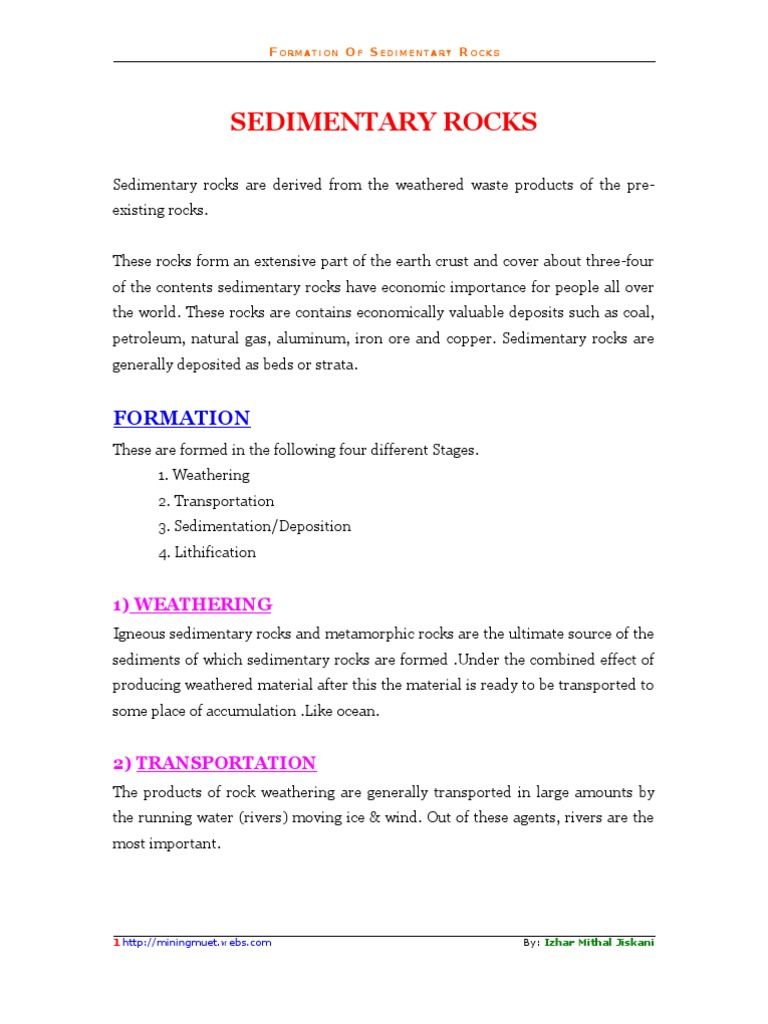 Formation of Sedimentary Rocks | PDF