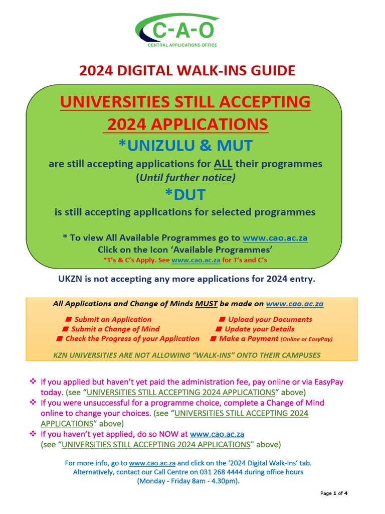 2024 CAO Digital Walk-Ins Guide | PDF | Credit Card | Payments