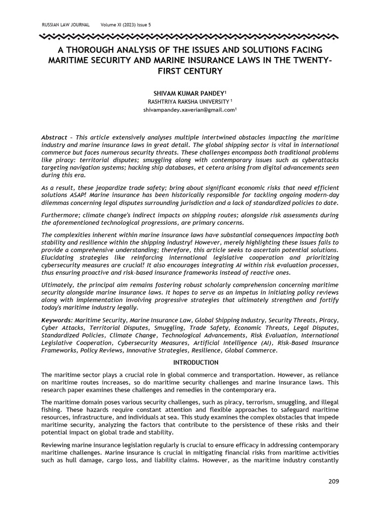 A thorough analysis of the issues and solutions facing maritime