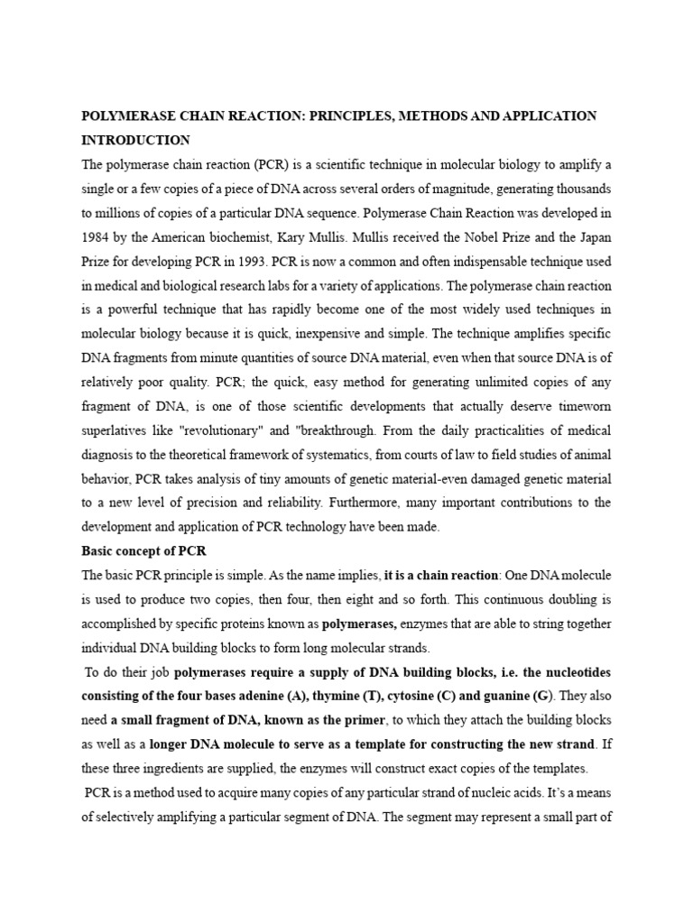 Polymerase Chain Reaction | PDF | Polymerase Chain Reaction | Real Time ...