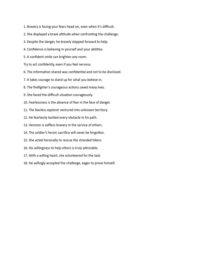 Bravery, Confidence, and Heroism Explained | PDF