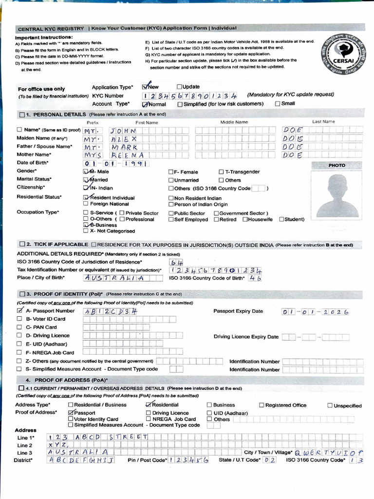 Kyc Filled Sample Form 283 | PDF