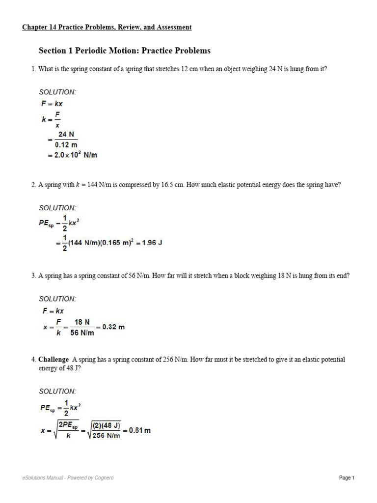 Chapter 14 Practice Problems Review And Assessment Pdf Waves
