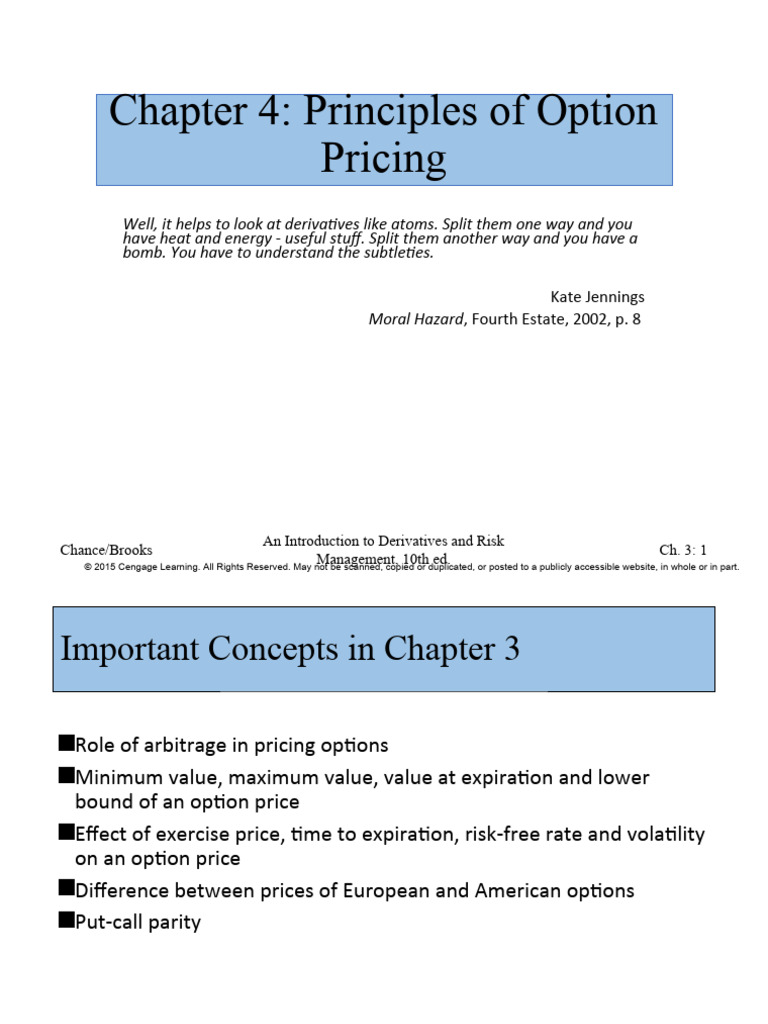Principles of Option Pricing Explained | PDF | Option (Finance) | Moneyness