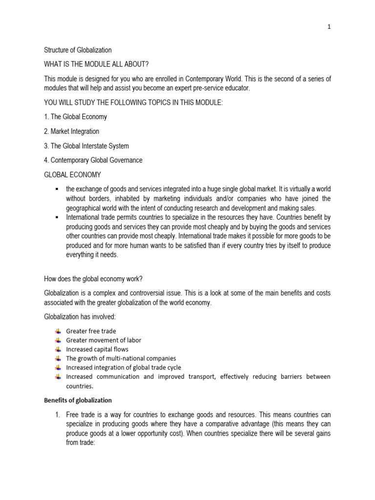 Structure Of Globalization Pdf Taxes Globalization