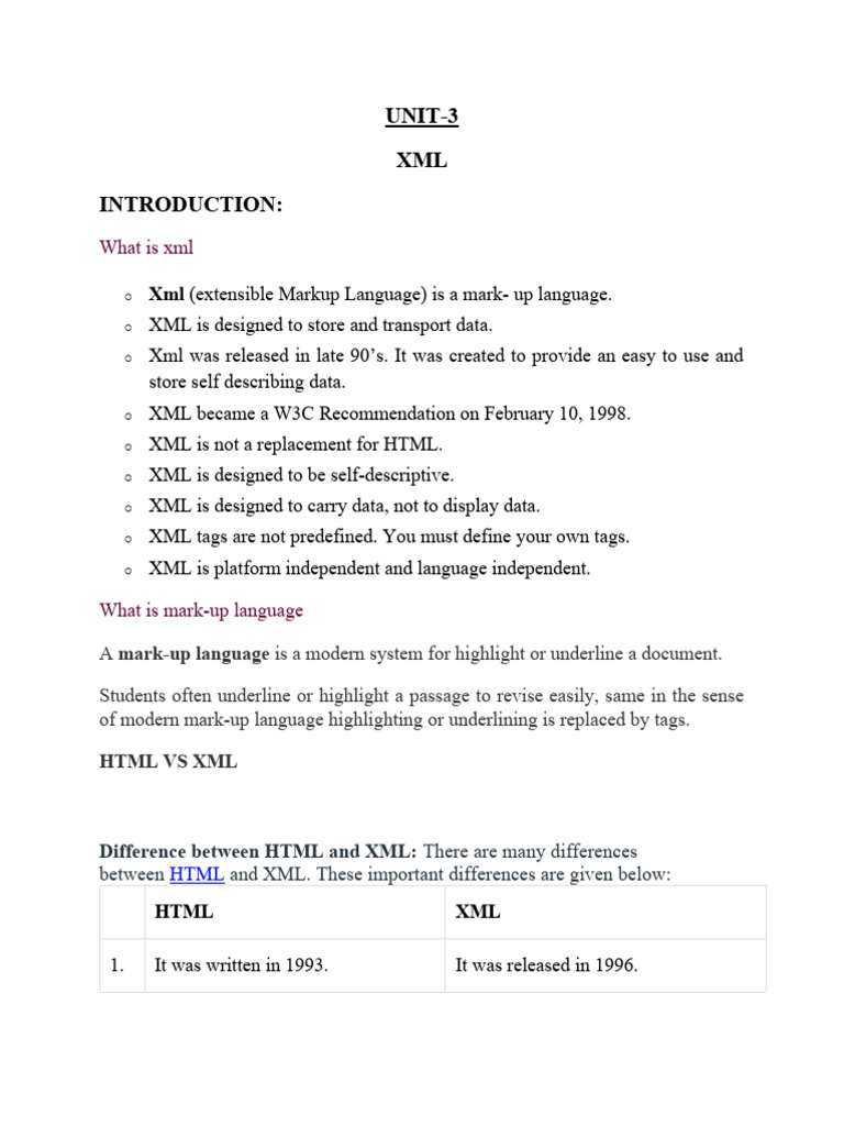 XML Features and Syntax Overview | PDF | Xml | Html Element