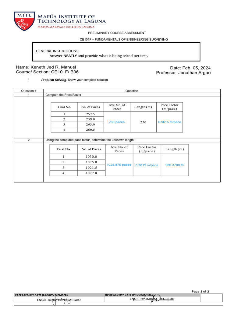 CE101F Engineering Surveying Assessment | PDF | Science