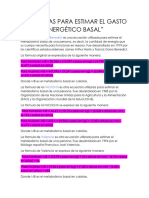 Fórmulas para Estimar El Gasto Energético Basal, Areli