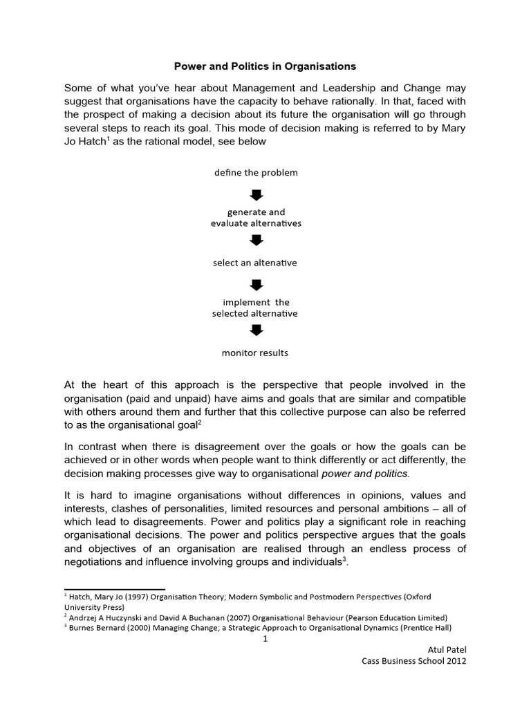 Power and Politics in Organizations | PDF | Power (Social And Political ...