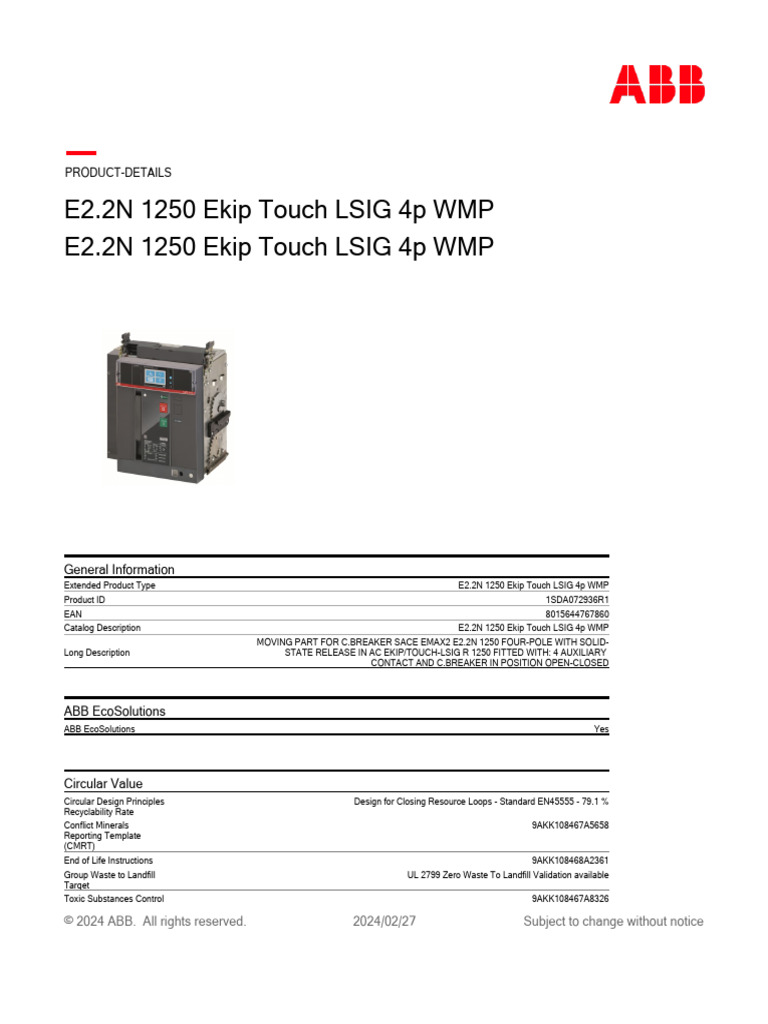 E2.2N 1250 Ekip Touch LSIG Overview | PDF | Electromagnetism | Waste