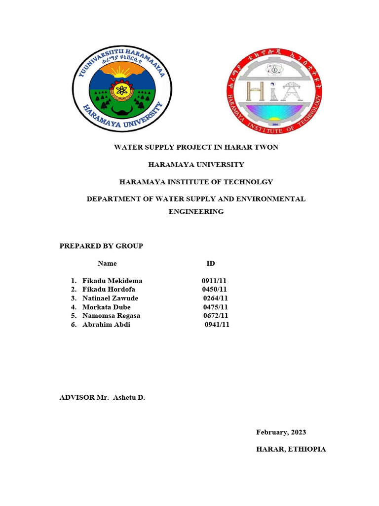 Harar Water Supply Project Overview | PDF | Water | Water Resources