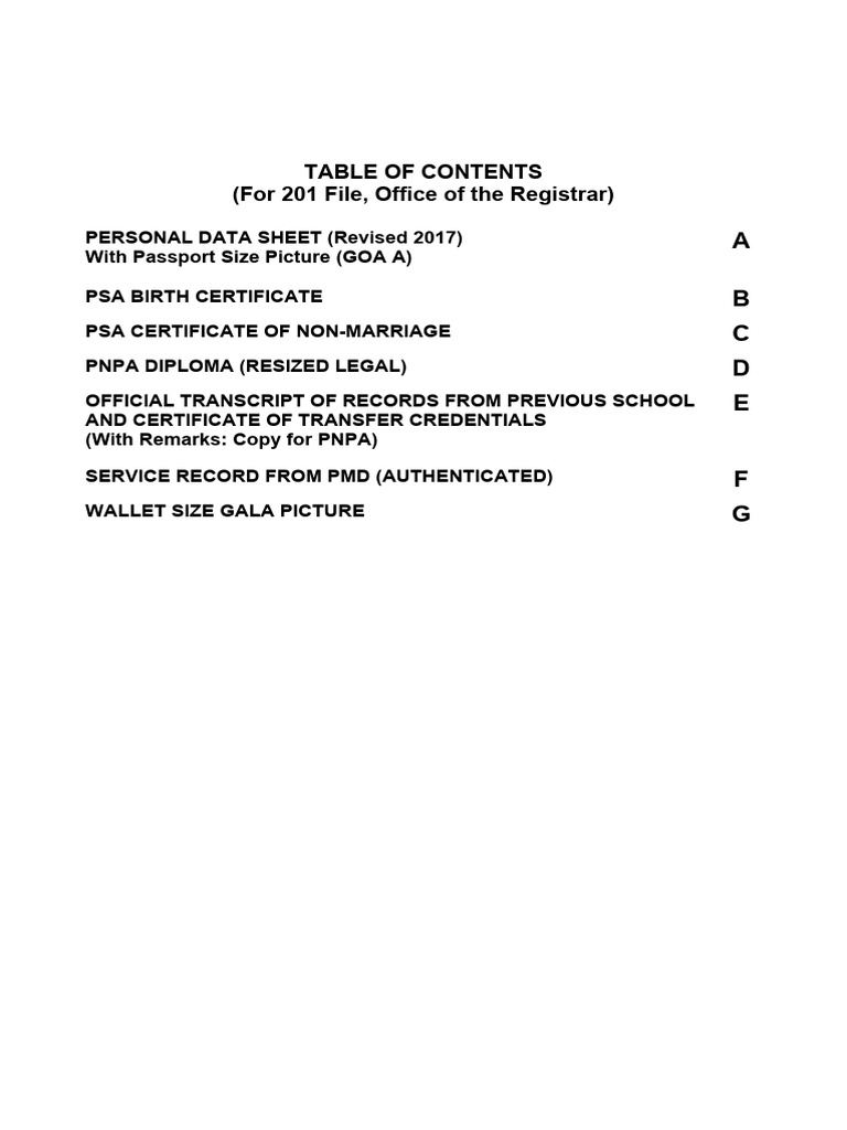 201 file contents pdf
