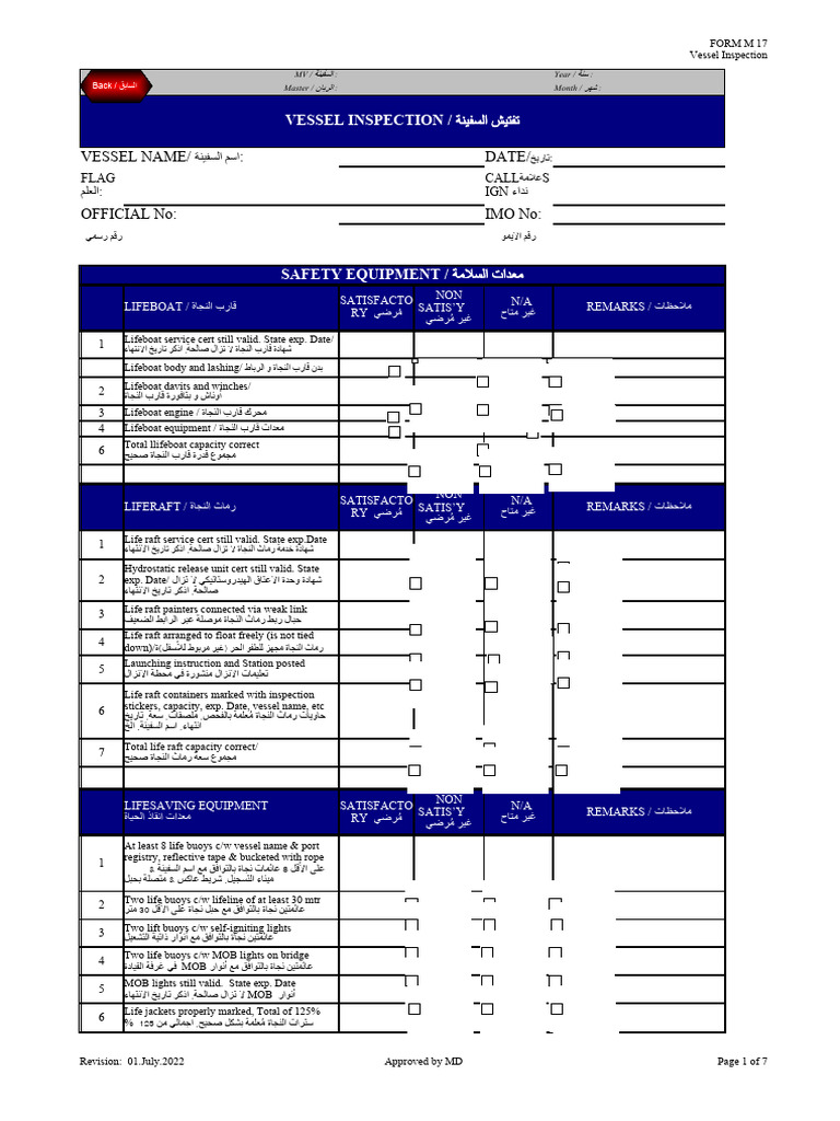 Form M 17 Vessel Inspection | PDF
