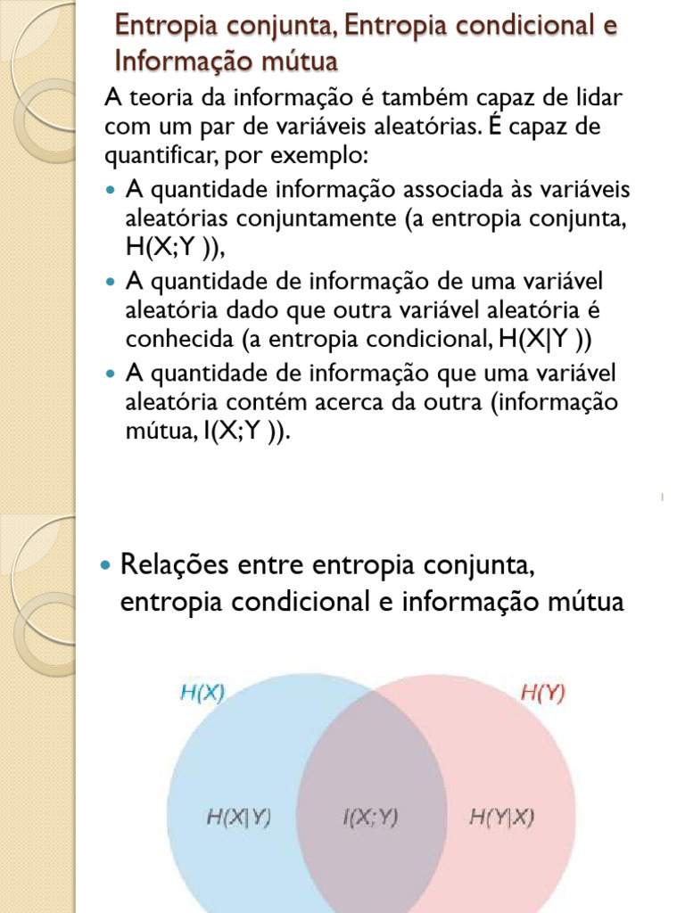 Entropia Conjunta e Condicional | PDF | Variável aleatória ...