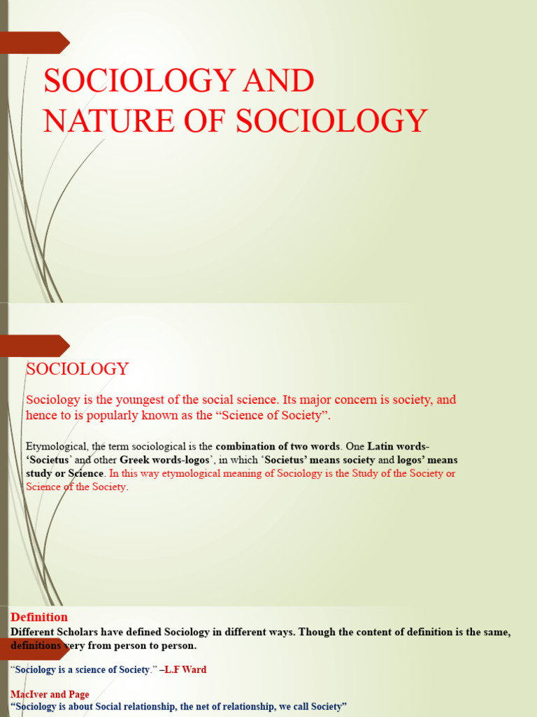 Socl-A-101 Sociology and Nature of Sociology | PDF | Sociology | Social ...