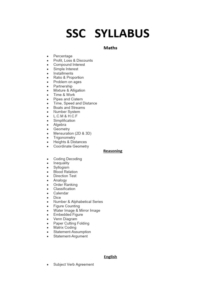 SSC Syllabus | PDF