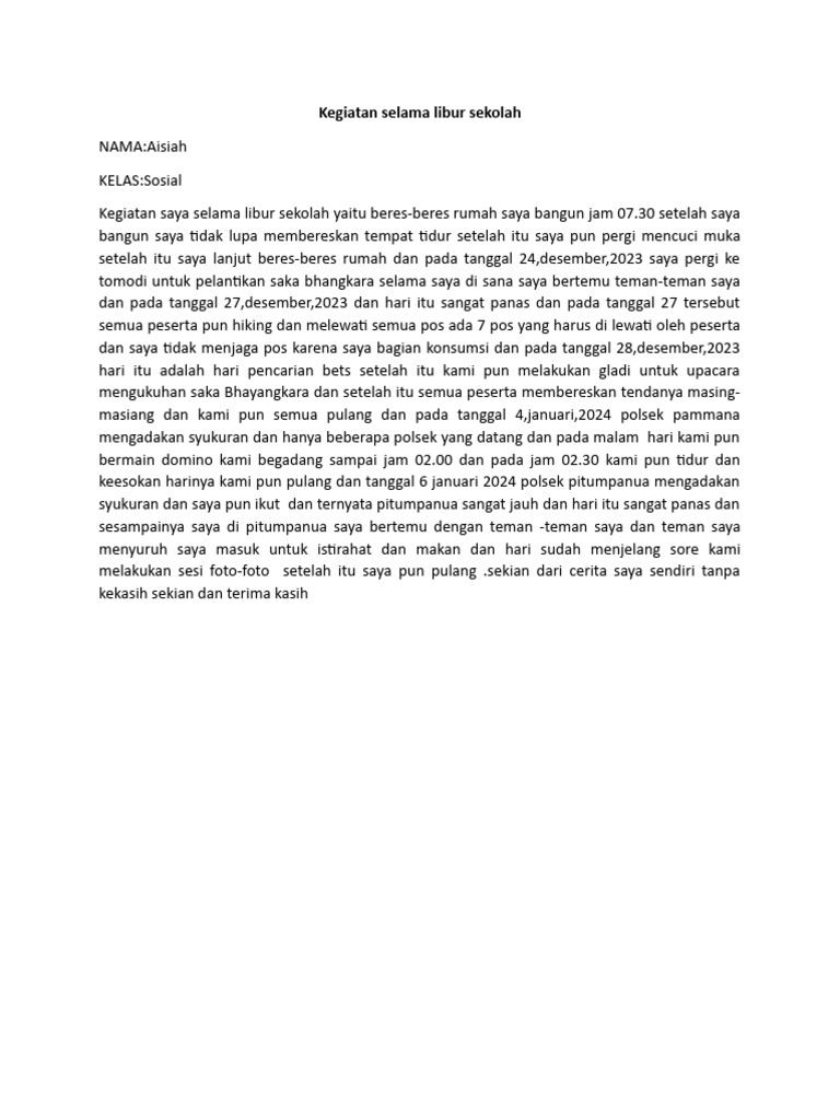 Kegiatan Selama Libur Sekolah | PDF | Agama & Spiritualitas