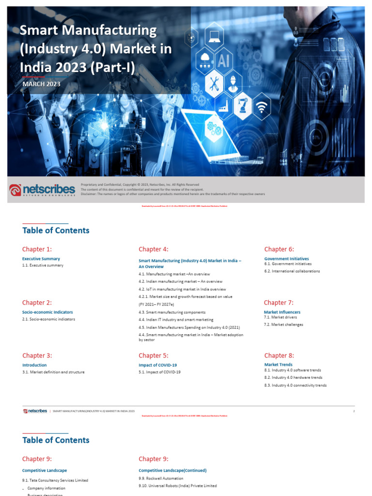 Smart Manufacturing Industry 4 0 Market In India 2023 Part I Pdf