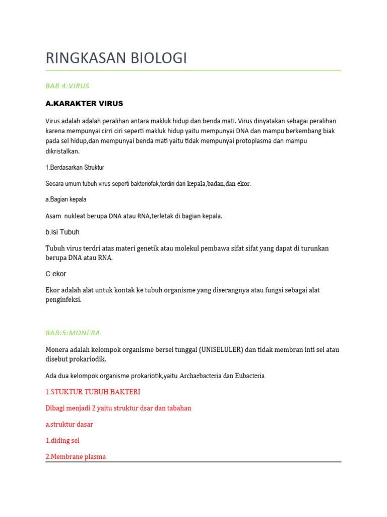 RINGKASAN BIOLOGI Untuk Try Out | PDF | Kesehatan Holistik