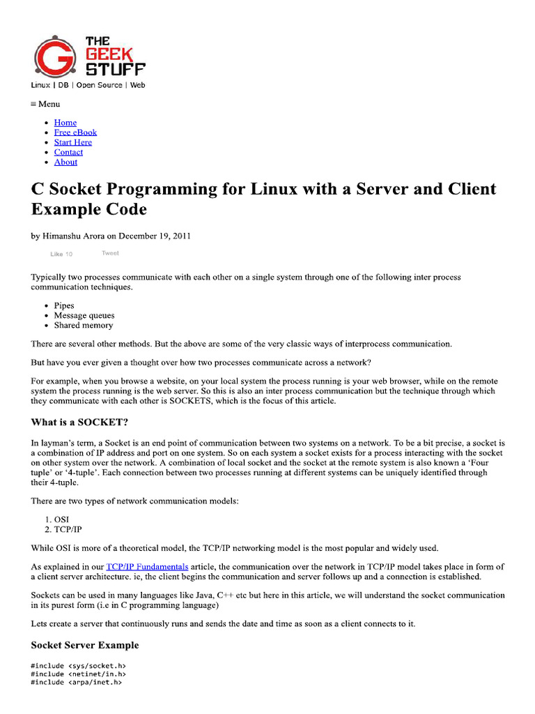 Linux C Socket Programming