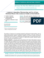 Chemical Composition, Pharmacology and Use of Some Medicinal Plants of The Lamiaceae Family in Folk Medicine