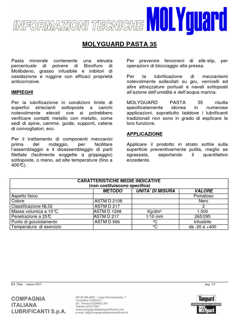 Molyguard Pasta 35 | PDF