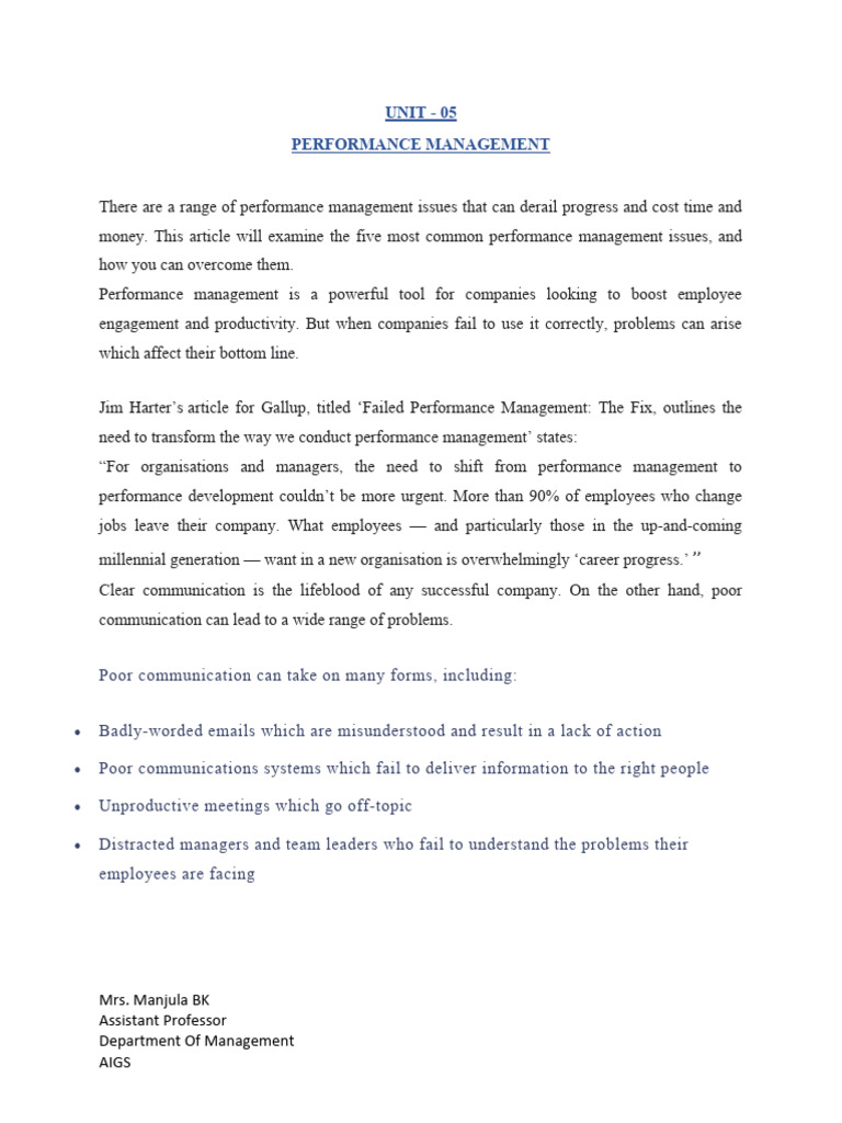 Overcoming Performance Management Issues | PDF | Business | Communication