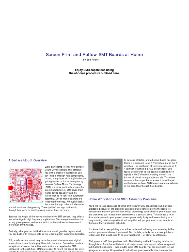 Home SMD Assembly with Stencil Tool | PDF | Printed Circuit Board | Solder