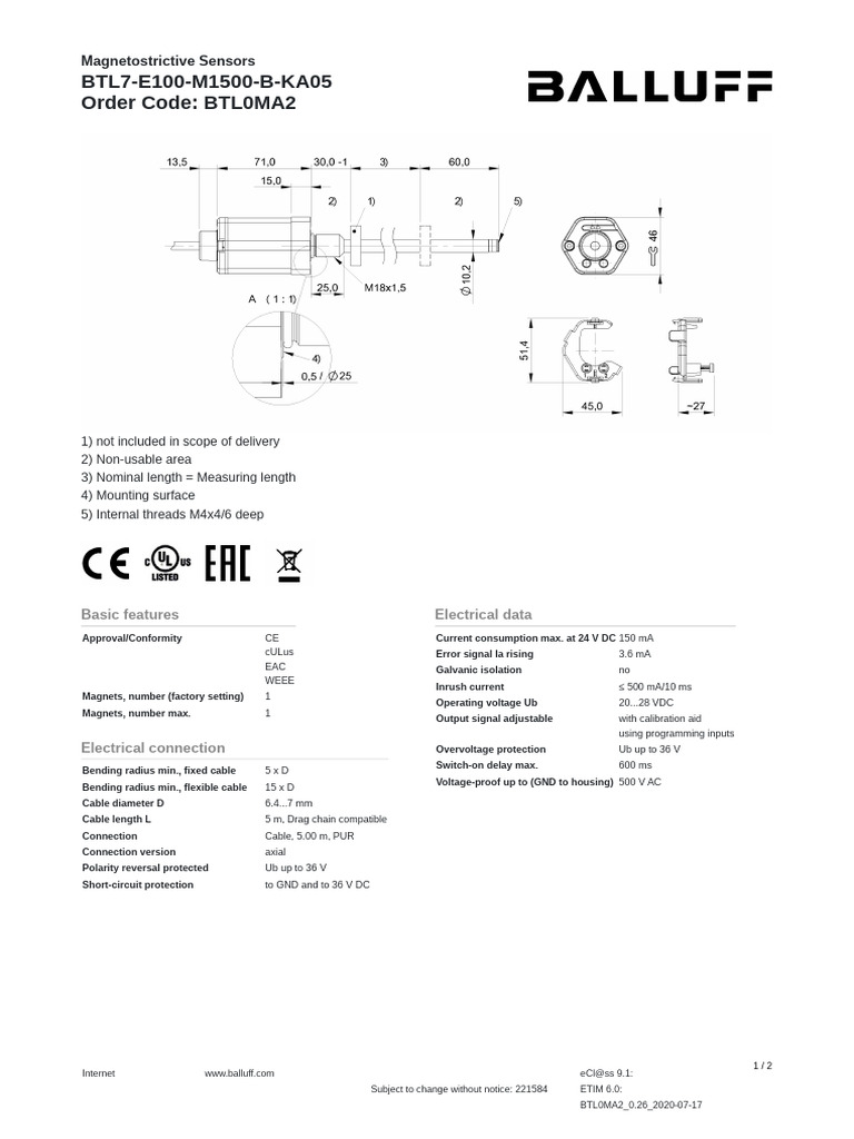 Magnetostrictive Sensor Specs | PDF | Manufactured Goods | Physical ...