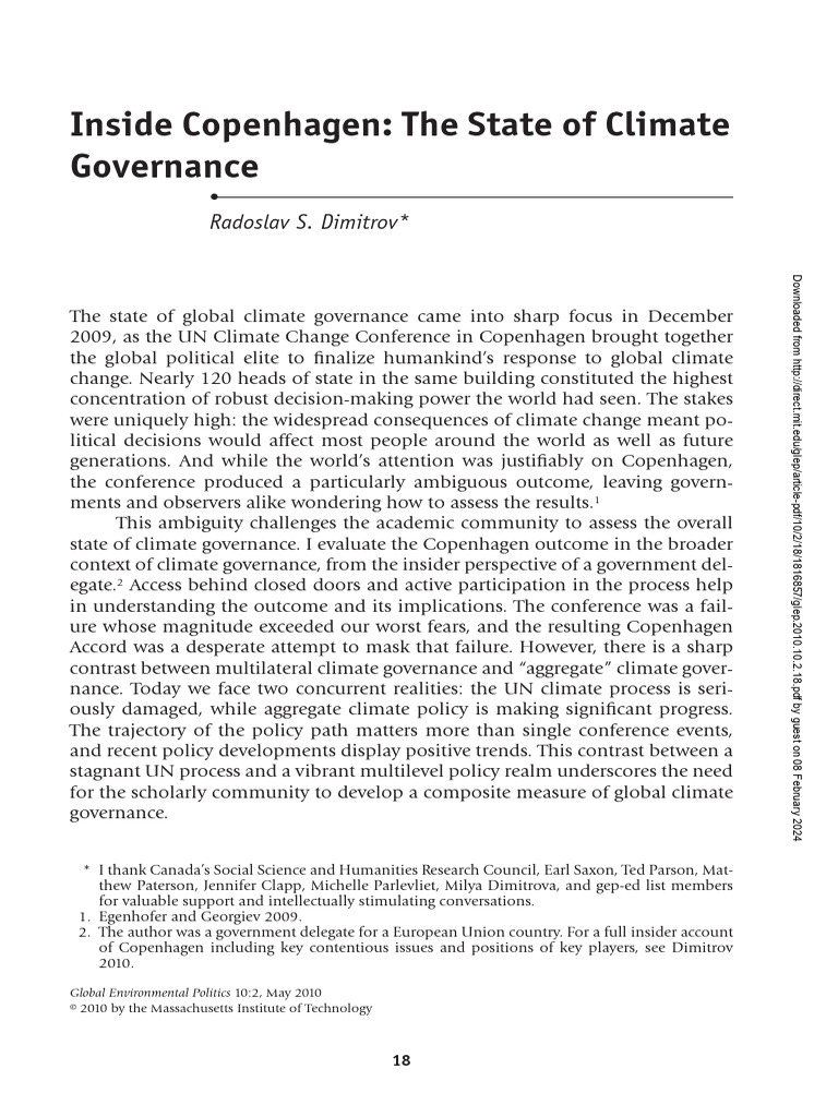 2010 The State Of Climate Governance Pdf 2009 United Nations