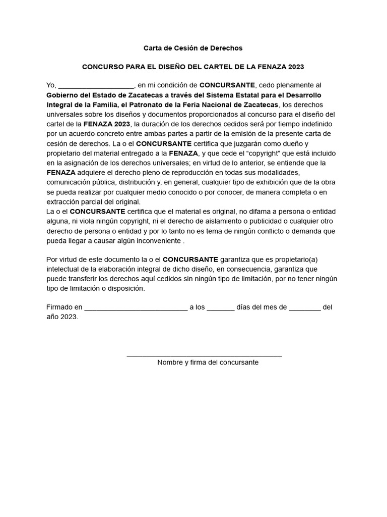Carta Cesi n De Derechos PDF Derecho Arte