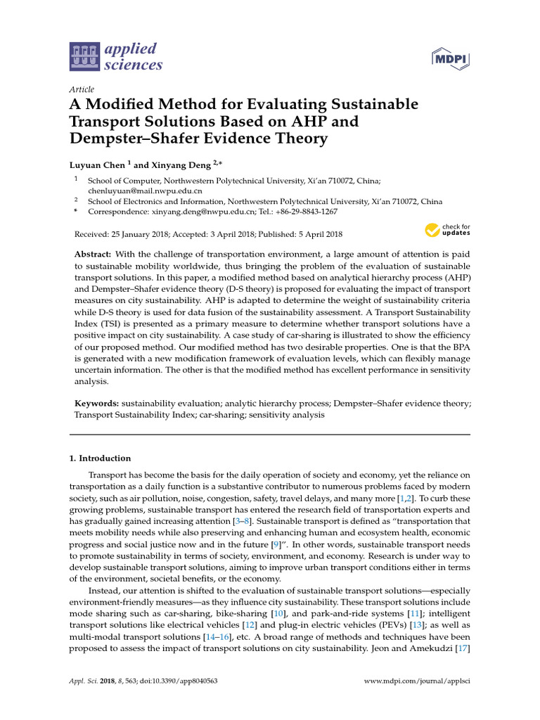 Evaluating Sustainable Transport Solutions | PDF | Sustainable ...