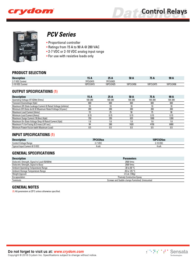 PCV Series Control Relays SSR Datasheet | PDF | Relay | Chromium