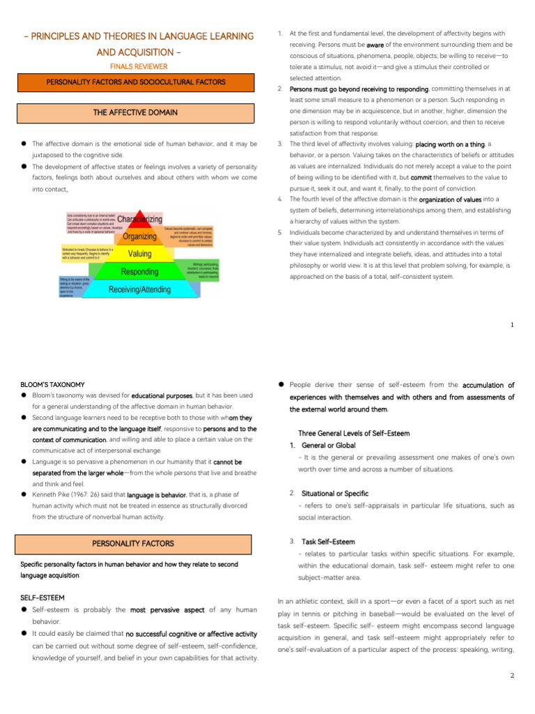 Finals Principles and Theories in Language Acquisition and Learning ...