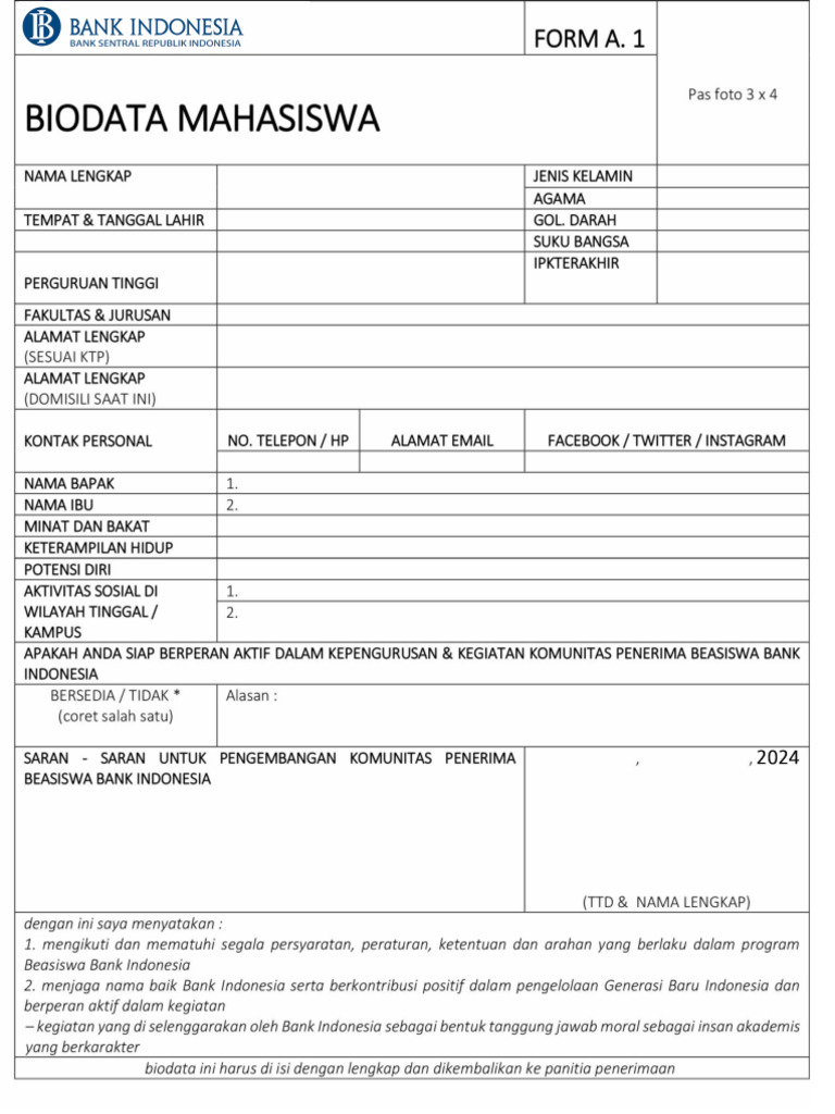 Formulir A1 2024-1 | PDF