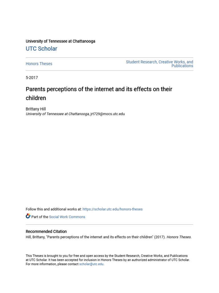 Parents Perceptions of The Internet and Its Effects On Their Chil | PDF ...