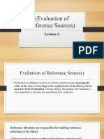 Evaluation of Reference Sources Lecture 3