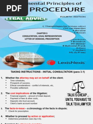 Chapter 3 Consultation, Legal Representation, Demand and Prescription