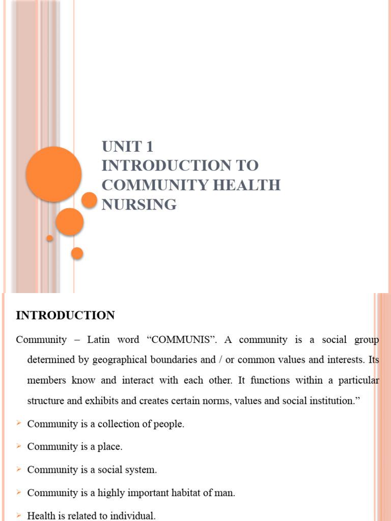 Introduction to Community Health Nursing | PDF | Nursing | Community
